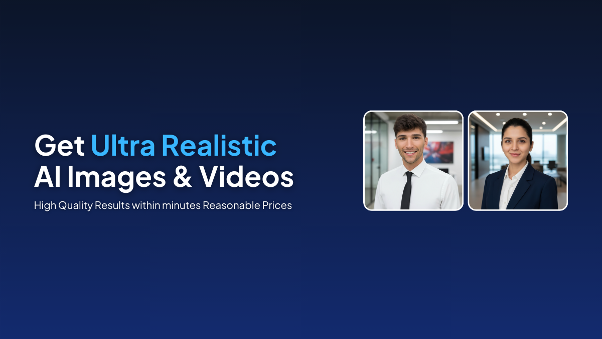 Realistic AI headshots and AI video generator results produced in minutes